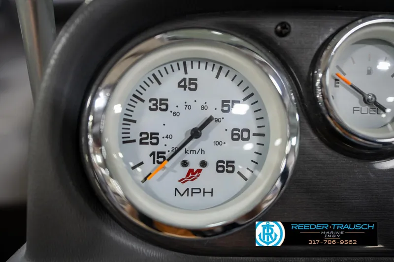 Slide: The Image of Close-up of 2014 Lund 1650 Rebel XS speedometer and fuel gauge on dashboard. - 36