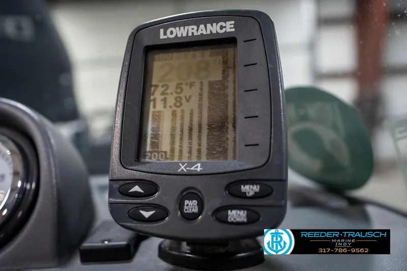 Slide: The Image of Lowrance X-4 fish finder on 2014 Lund 1650 Rebel XS boat dashboard. - 39