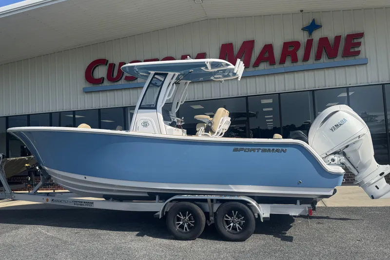 Slide: The Image of 2026 Sportsman Open 232 Center Console boat at Custom Marine dealership. - 20