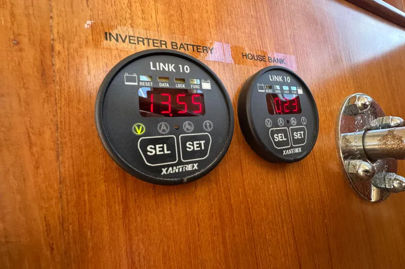 Slide: The Image of Xantrex Link 10 battery monitors on 2000 Eagle 40 Pilothouse Trawler. - 47