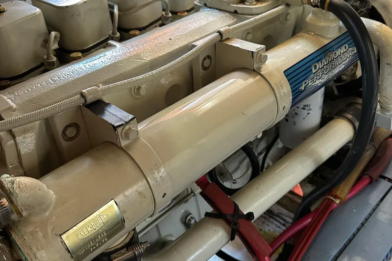 Slide: The Image of Engine of 2000 Eagle 40 Pilothouse Trawler with Diamond Performance Series label. - 67