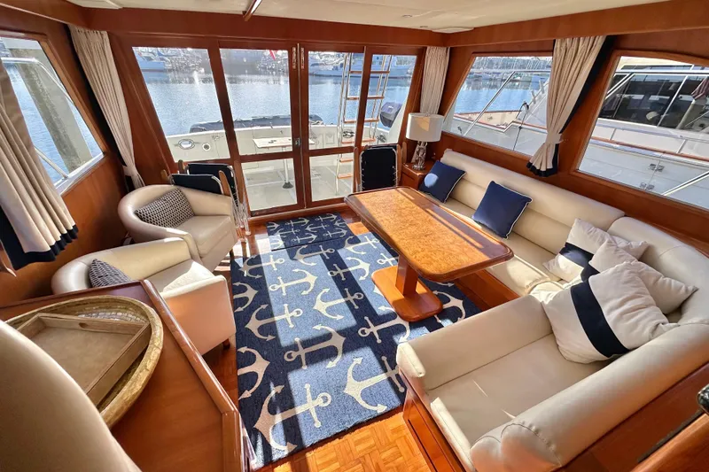 Slide: The Image of Luxurious interior of 2003 Ocean Alexander 42 Sport Sedan yacht with nautical decor. - 7