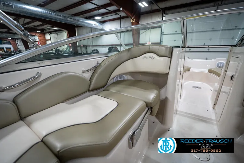 Slide: The Image of Close-up of 2005 Sea Ray 200 Sundeck seat with logo embroidery. - 38
