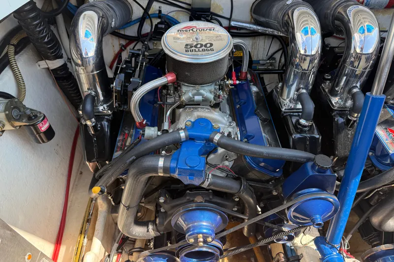 Slide: The Image of Engine of a 1995 Formula 382 SR-1 boat with MerCruiser 500 Bulldog components. - 10