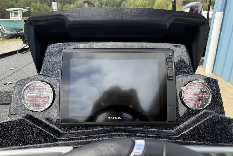 Slide: The Image of Dashboard of 2026 Nitro Z18 Pro boat with Garmin display and gauges. - 19