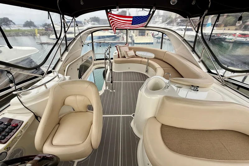 Slide: The Image of Luxurious interior of 2014 Meridian 391 Sedan yacht with elegant seating and helm. - 12