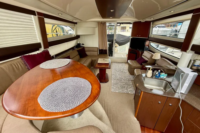Slide: The Image of Luxurious interior of a 2014 Meridian 391 Sedan yacht with elegant furnishings and modern amenities. - 27