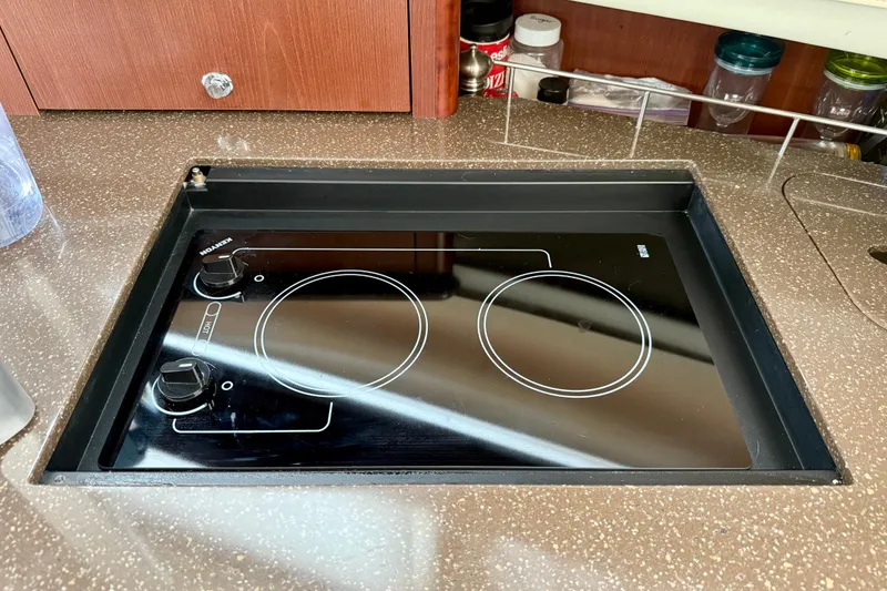 Slide: The Image of Built-in electric cooktop on 2014 Meridian 391 Sedan yacht kitchen counter. - 29