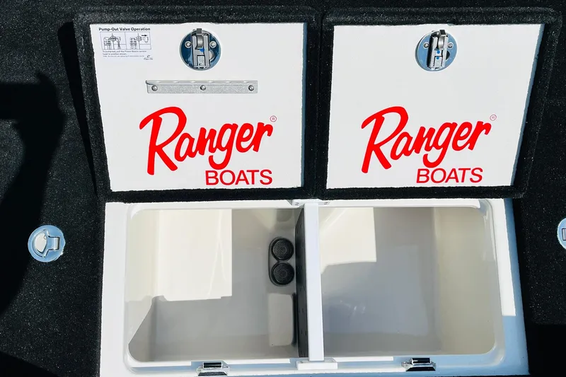 Slide: The Image of Ranger Z520 boat storage compartments with logo, 2025 model. - 35