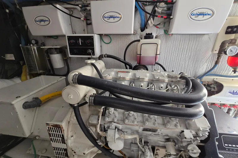 Slide: The Image of Engine room of 1986 Ocean Yachts 55 Super Sport with Glendinning controls. - 55