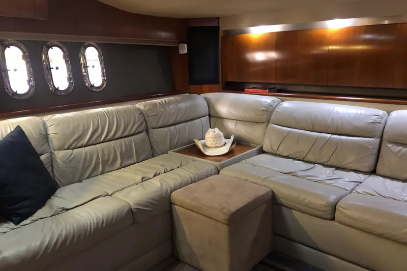 Slide: The Image of Luxurious 2006 Cruisers Yachts 420 Express interior with leather seating and stylish decor. - 36