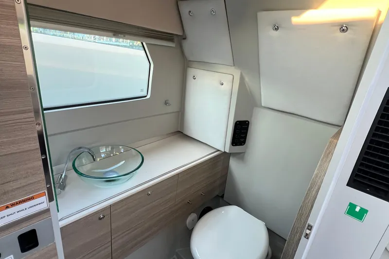 Slide: The Image of 2023 Saxdor 320 GTO bathroom interior with modern sink and toilet. - 34