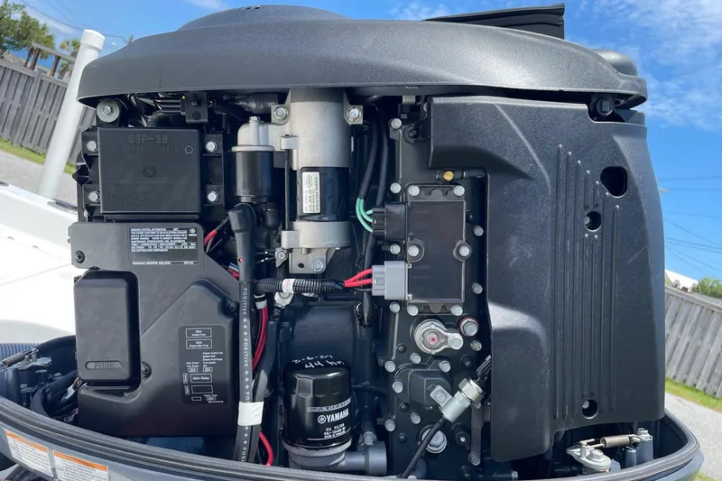 Slide: The Image of 2019 Sea Hunt BX 20 BR boat engine, detailed view of internal components. - 35