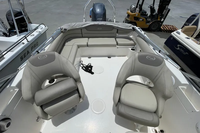 Slide: The Image of 2023 Key West 203 DFS boat interior with comfortable seating and modern design. - 10