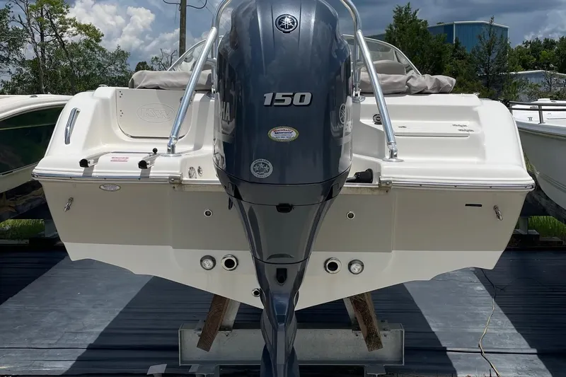 Slide: The Image of 2023 Key West 203 DFS boat with Yamaha 150 engine, rear view. - 25