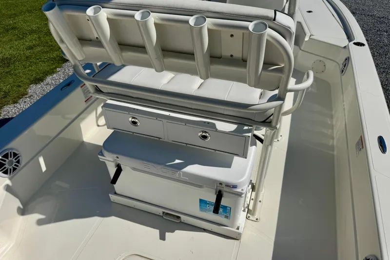 Slide: The Image of 2024 Skeeter SX 241 boat interior with seating and storage compartments. - 15