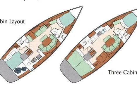 Slide: The Image of Floor plan of 2006 Beneteau Oceanis Clipper 423, two and three cabin layouts. - 38