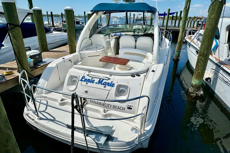 Slide: The Image of 2008 Sea Ray 340 Sundancer docked at marina, Panama City Beach. - 16