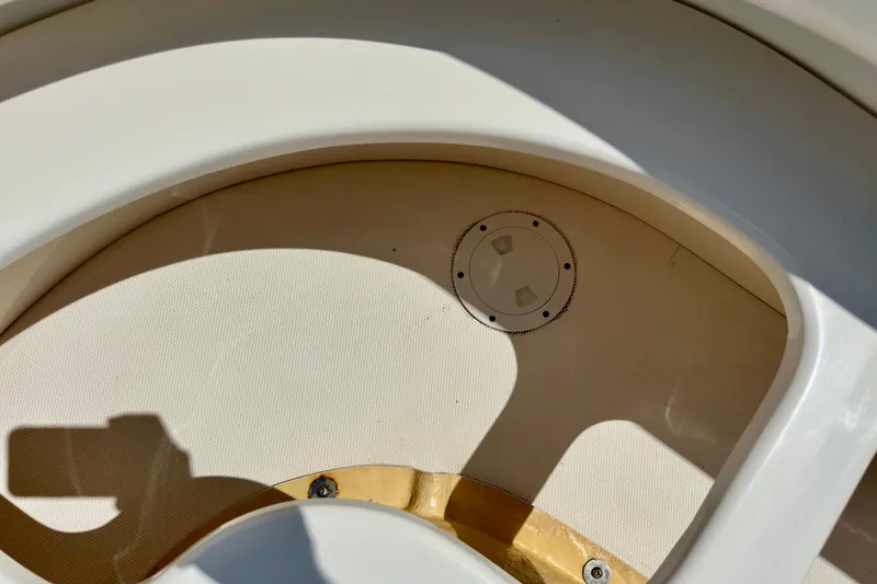 Slide: The Image of 2008 Sea Ray 340 Sundancer boat interior detail with circular hatch cover. - 42