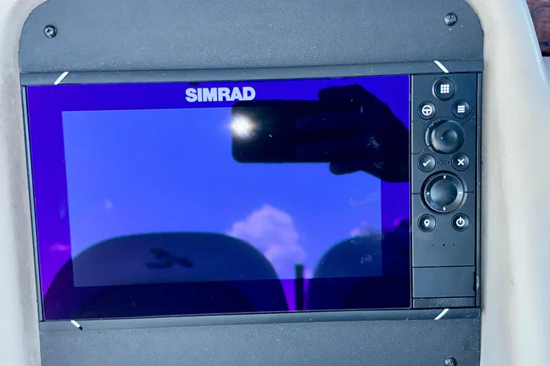Slide: The Image of Simrad display on 2008 Sea Ray 340 Sundancer boat dashboard. - 62