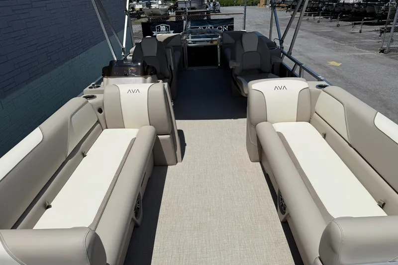 Slide: The Image of 2025 Avalon 2380 Venture Quad Lounger with spacious seating and modern design. - 5