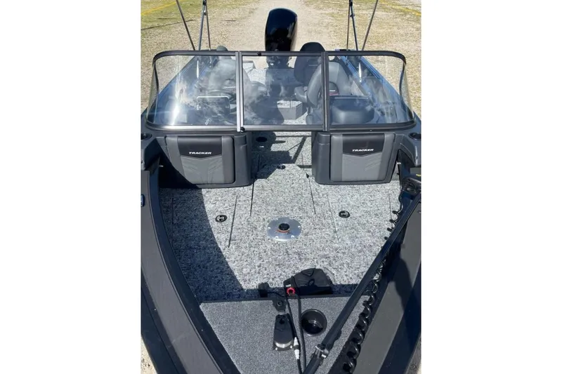 Slide: The Image of 2026 Tracker Targa V-18 WT boat interior with spacious deck and seating. - 4