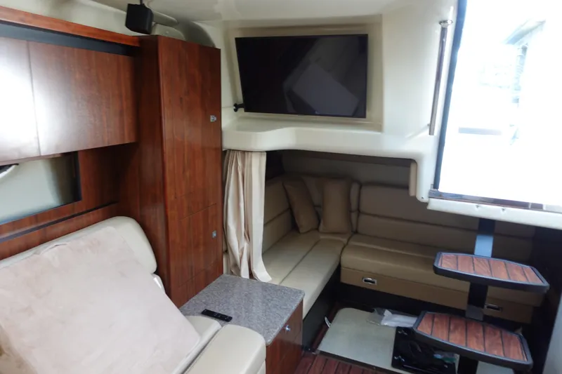 Slide: The Image of Interior of 2016 Monterey 355 Sport Yacht with cozy seating and modern amenities. - 22