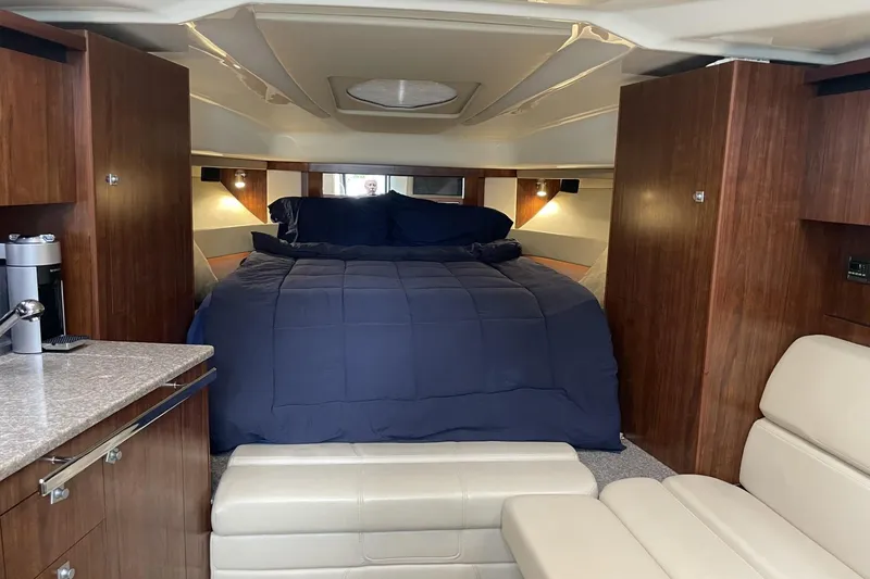 Slide: The Image of Luxurious interior of 2016 Monterey 355 Sport Yacht with cozy bed and modern amenities. - 30