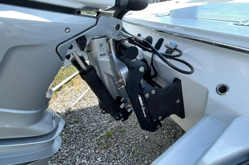 Slide: The Image of Close-up of 2026 Blackfin 242HB boat engine and hydraulic system. - 34