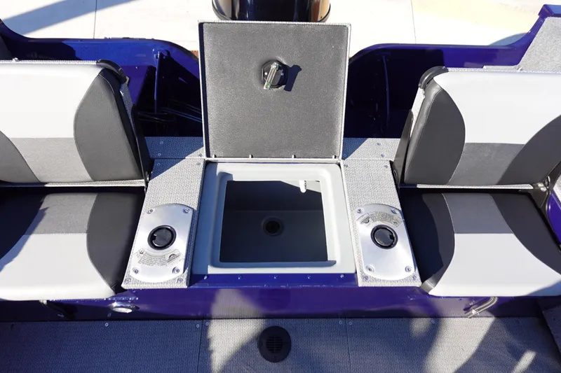 Slide: The Image of 2025 G3 AV19SF boat interior with storage compartment and seating. - 21