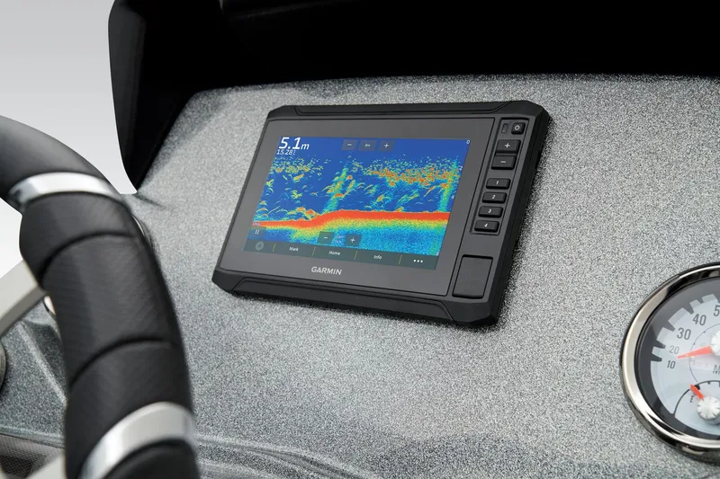 Slide: The Image of Manufacturer Provided Image: Fishfinder display on Nitro Z18 Pro 2026 boat dashboard, showing sonar data. - 31