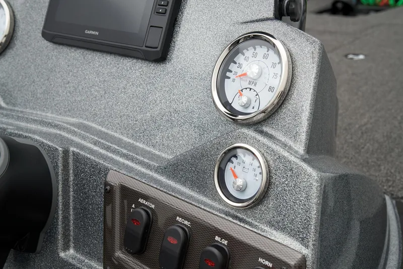 Slide: The Image of Manufacturer Provided Image: Dashboard of 2026 Nitro Z18 Pro boat with gauges and control switches. - 32