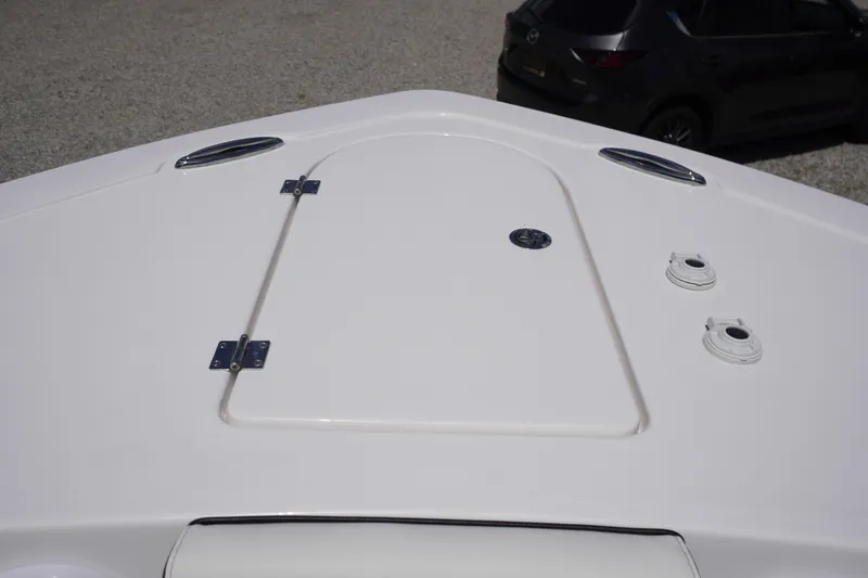 Slide: The Image of 2026 Tidewater 232 LXF boat deck with hatch and fittings. - 6