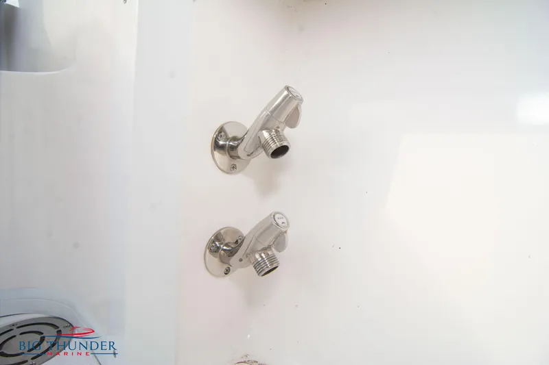 Slide: The Image of Stainless steel fixtures on 2023 Fountain 34 CC boat interior. - 26