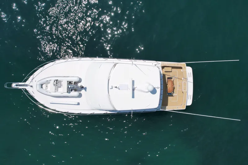 Slide: The Image of Aerial view of 2005 Viking 48 Convertible yacht on sparkling water. - 3