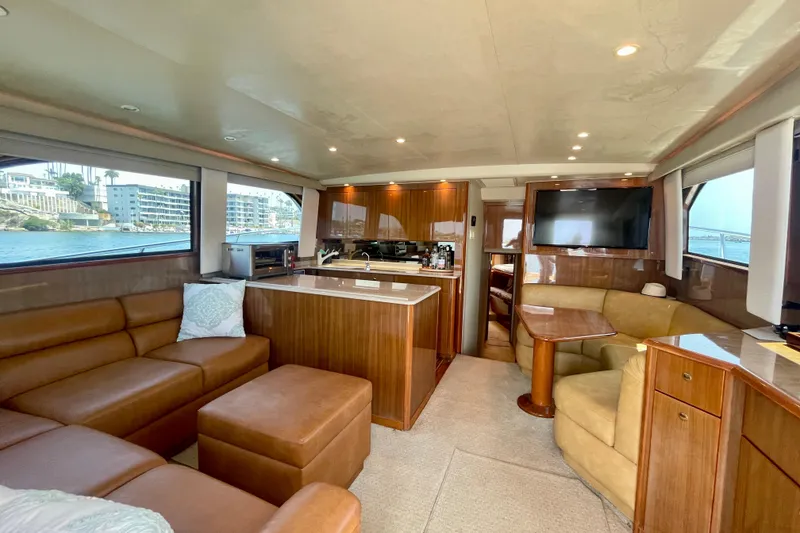 Slide: The Image of Luxurious interior of 2005 Viking 48 Convertible yacht with leather seating and modern amenities. - 43