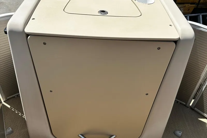 Slide: The Image of 2015 Godfrey Sweetwater PE 220 DLX Fish Coastal boat console, beige finish. - 13