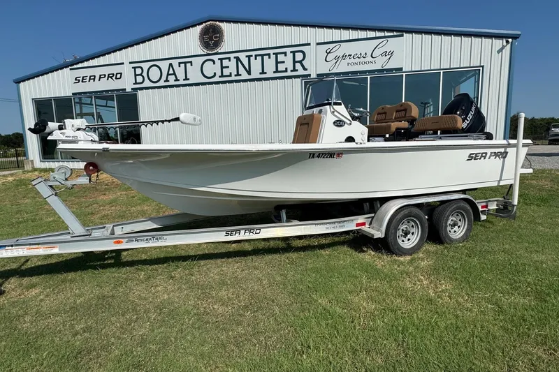 Slide: The Image of 2023 Sea Pro 208 Bay boat on trailer at Sea Pro Boat Center. - 0
