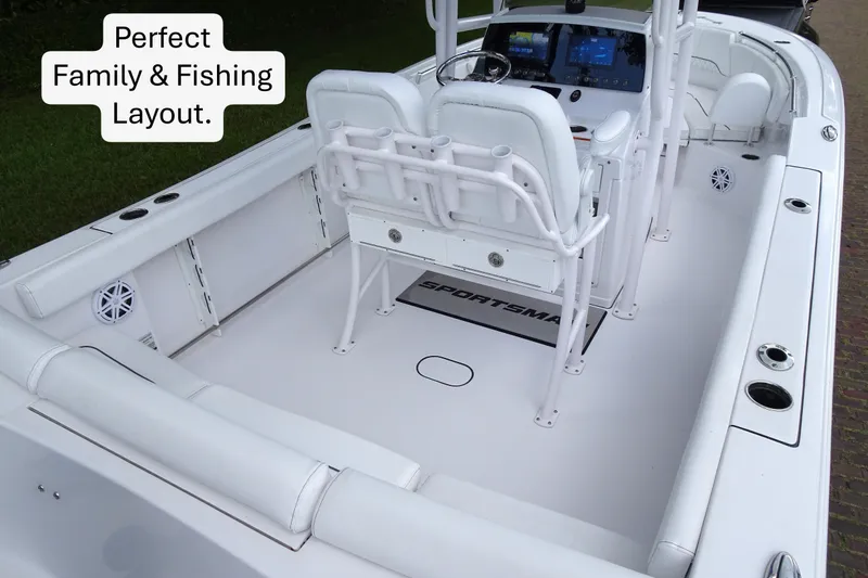 Slide: The Image of 2023 Sportsman Heritage 231 Center Console boat with family-friendly fishing layout. - 13