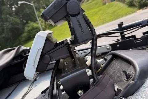 Slide: The Image of Close-up of a 2005 Triton Tr-186 DC boat's electronic equipment with Lowrance devices. - 10