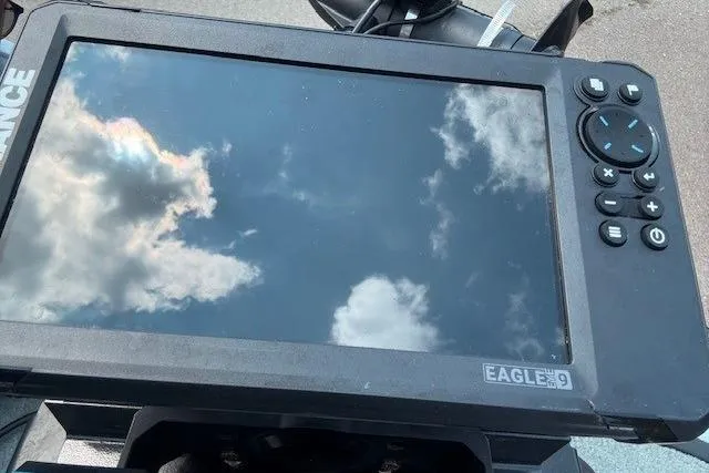 Slide: The Image of Close-up of a Lowrance Eagle 9 fishfinder on a 2005 Triton Tr-186 DC boat. - 12