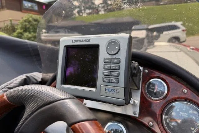 Slide: The Image of Lowrance HDS-5 fish finder on 2005 Triton Tr-186 DC boat dashboard. - 9