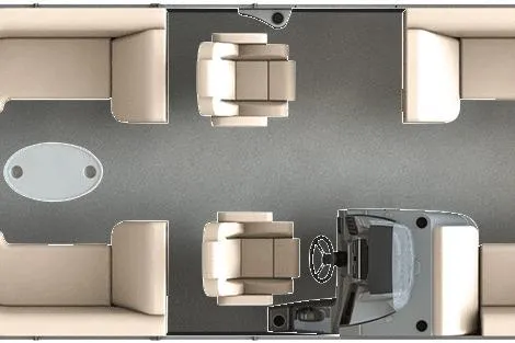 The Image of 2026 Starcraft SLS 3 pontoon boat on trailer, parked outdoors under cloudy sky. - 0