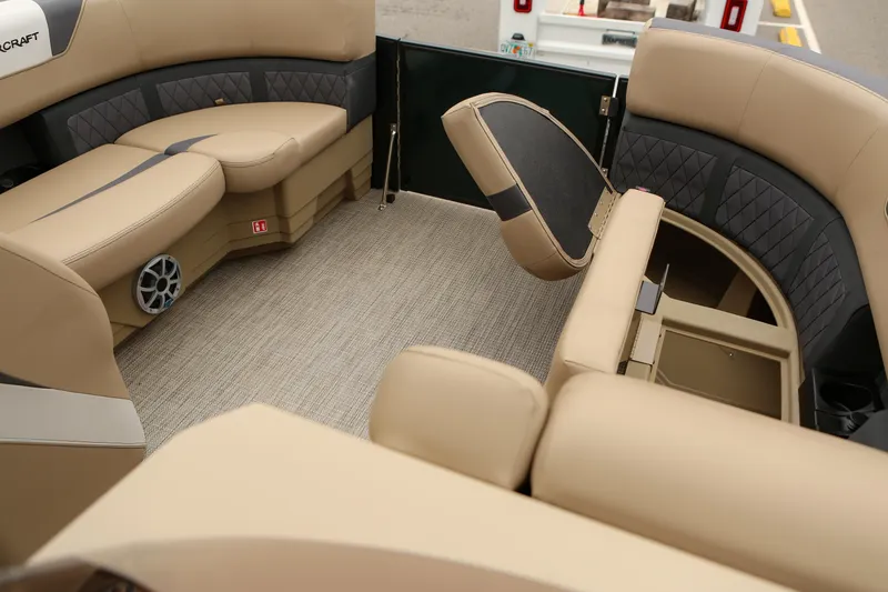 Slide: The Image of Luxurious interior of 2026 Starcraft SLS 3 boat with beige seating and modern design. - 15