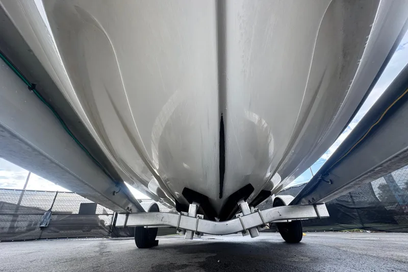 Slide: The Image of Underside view of a 2018 Scarab 195 G boat on a trailer. - 4