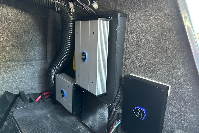 Slide: The Image of Audio equipment installation in a 2018 Axis T22 boat interior. - 15