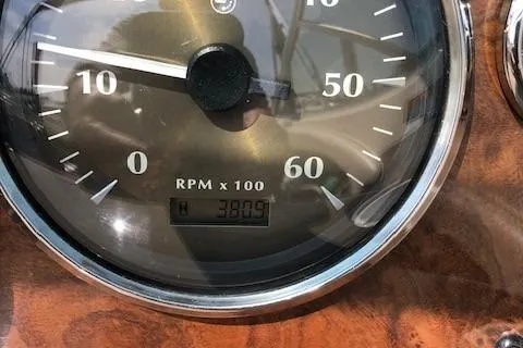 Slide: The Image of Close-up of 2002 Maxum 2100 SC boat tachometer showing 3809 RPM. - 10