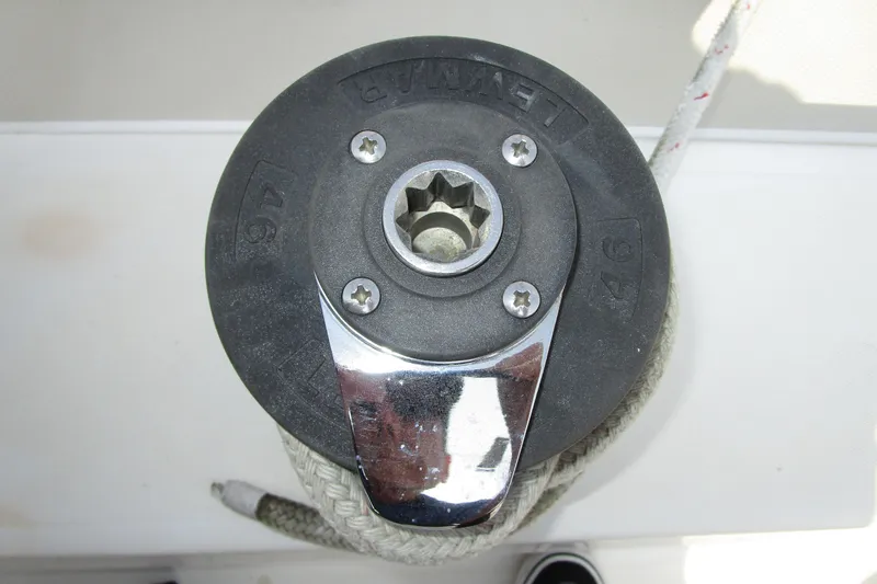 Slide: The Image of Close-up of a winch on a 1989 Catalina 36 sailboat. - 30