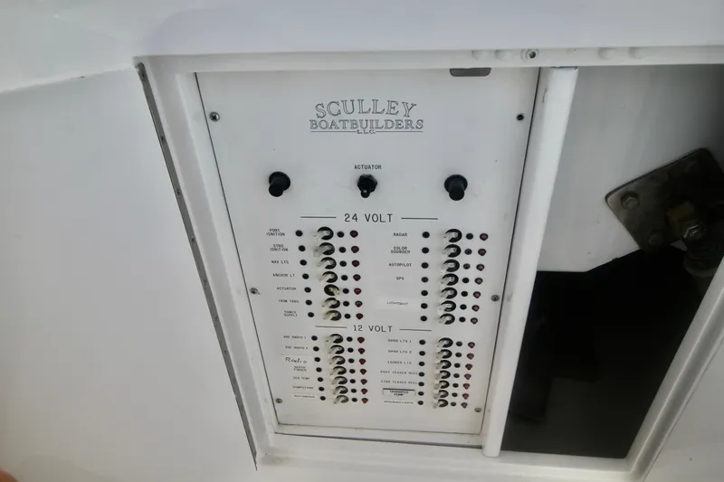 Slide: The Image of Electrical panel of 2004 Sculley Custom Carolina 58' Sportfish boat. - 23