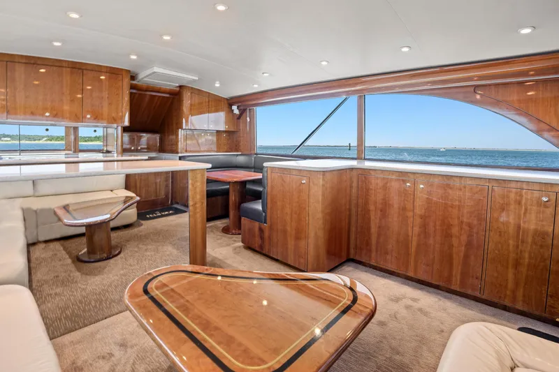 Slide: The Image of Luxurious interior of 2004 Sculley Custom Carolina 58' Sportfish yacht with ocean view. - 27
